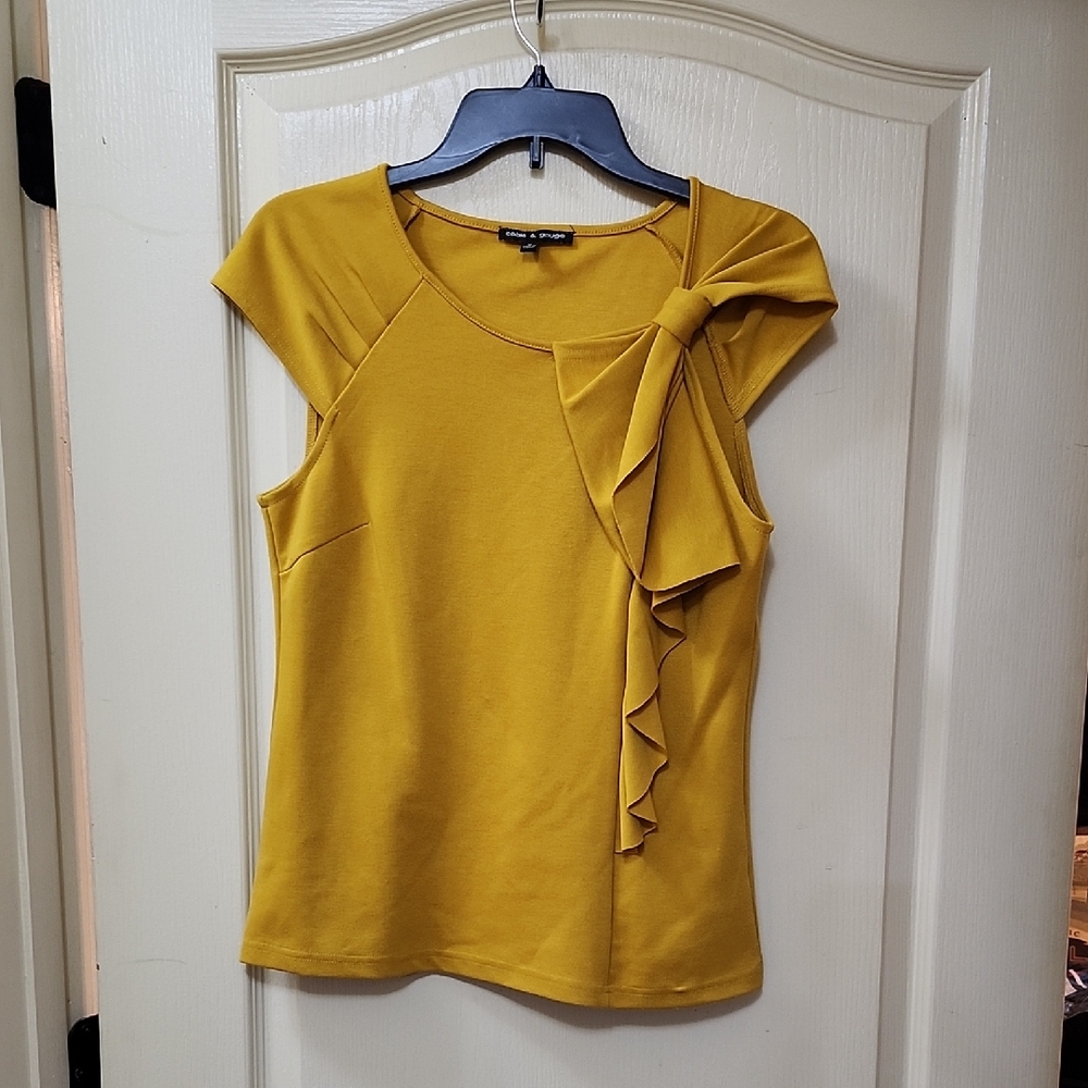 CABLE & GAUGE MUSTARD YELLOW BLOUSE with BOW DETAIL